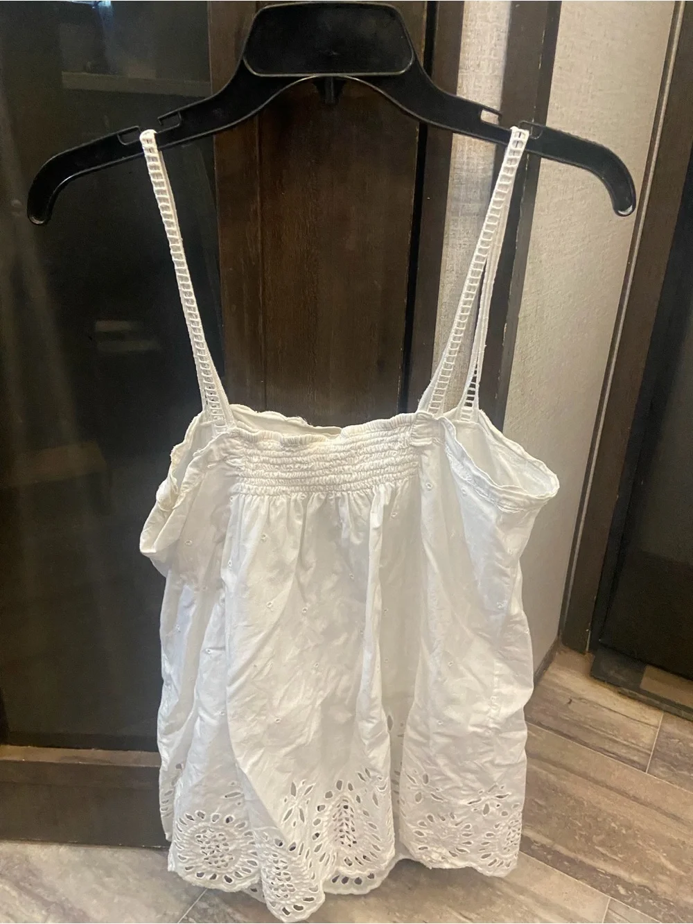 Roxy White Eyelet Spaghetti-Strap Tank
